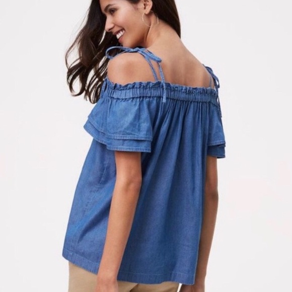 Loft Off Shoulder Denim Top - Picture 1 of 8